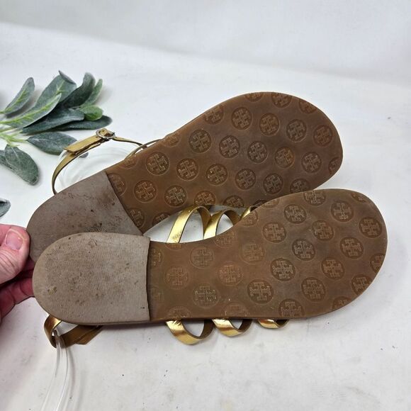 TORY BURCH Alexis Metallic Gladiator Ankle Strap Sandals - Picture 9 of 12